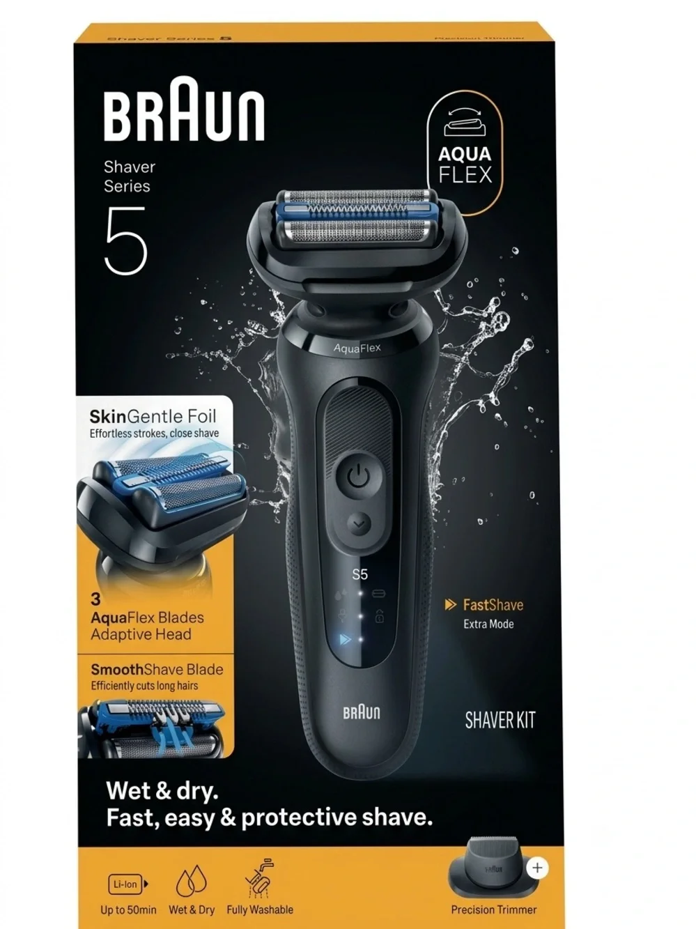 Braun Series 5 AquaFlex Wet & Dry Electric Shaver - Black